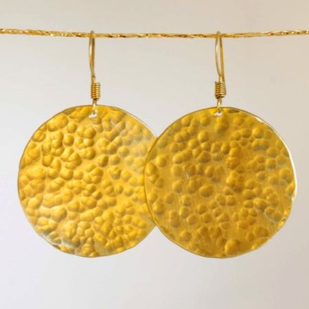 Hammered Round Dangle earring, Brass handmade jewelry, Wholesale jewelry